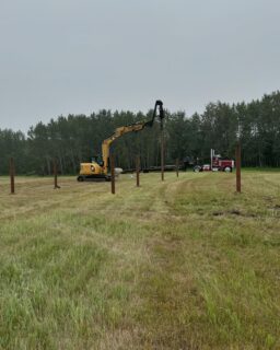 Another neat project on the books on a foggy morning this summer! 7” piles for a working corral setup, no matter the size of animals, I’m thinking these should hold up! We love projects like these, makes for a nice change out in the middle of nowhere in beautiful AB! 
#screwpiles
#screwpilefoundation
#working corral
#farmlife 
#albertaag 
#livestock